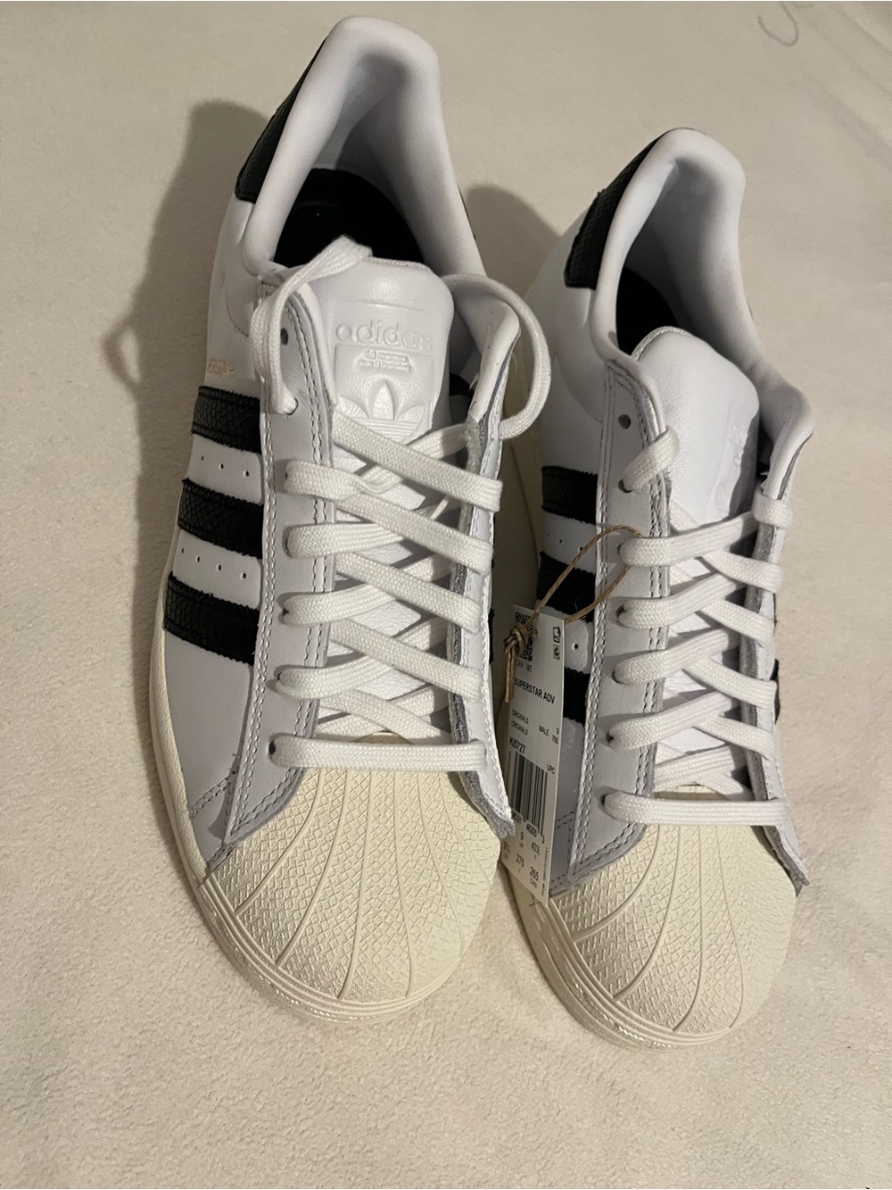 ADIDAS SUPERSTAR ADV SHOES White with Black Stripes Sneakers